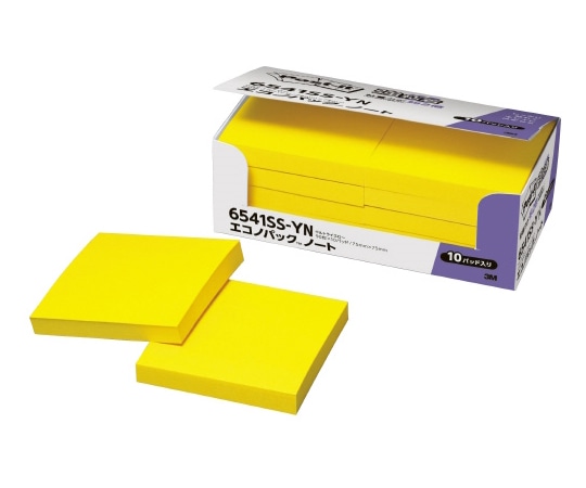 スリーエム ポスト・イット エコノパック 強粘着ノート ビビットイエロー 90枚×10パッド入 6541SS-YN 1箱(ご注文単位1箱)【直送品】