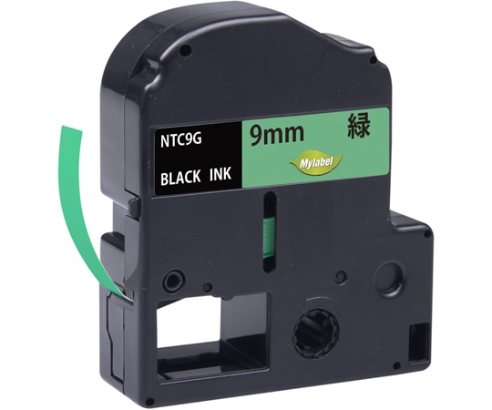 NinestAO 緑地ラベル 9mm 黒文字 8m NTC9G(x1) 1個(ご注文単位1個)【直送品】