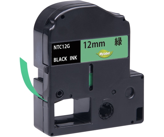 NinestAO 緑地ラベル 12mm 黒文字 8m NTC12G(x1) 1個(ご注文単位1個)【直送品】