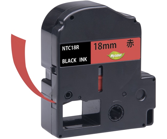 NinestAO 赤地ラベル 18mm 黒文字 8m NTC18R(x1) 1個(ご注文単位1個)【直送品】