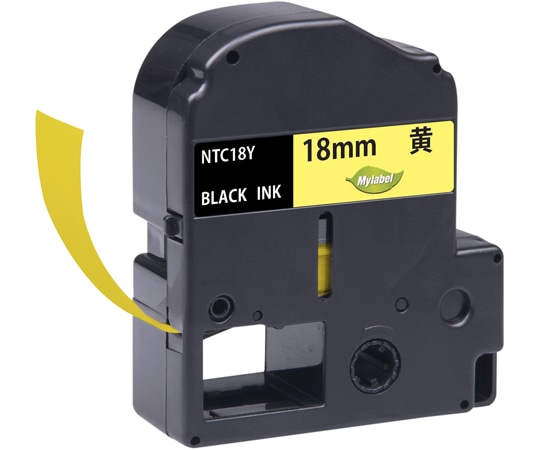 NinestAO 黄地ラベル 18mm 黒文字 8m NTC18Y(x1) 1個(ご注文単位1個)【直送品】