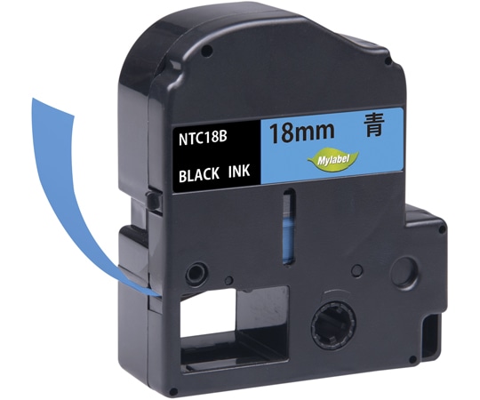 NinestAO 青地ラベル 18mm 黒文字 8m NTC18B(x1) 1個(ご注文単位1個)【直送品】