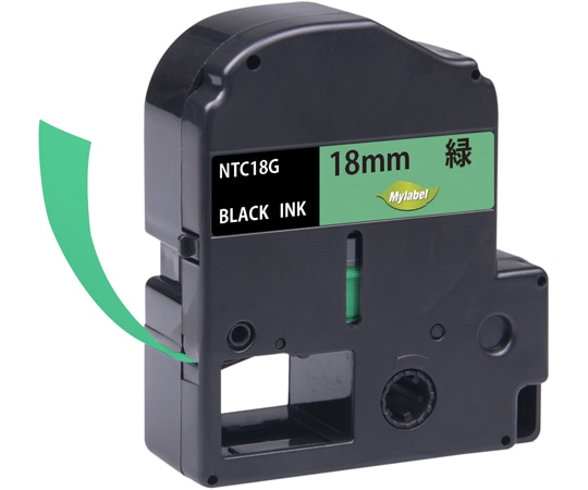 NinestAO 緑地ラベル 18mm 黒文字 8m NTC18G(x1) 1個(ご注文単位1個)【直送品】