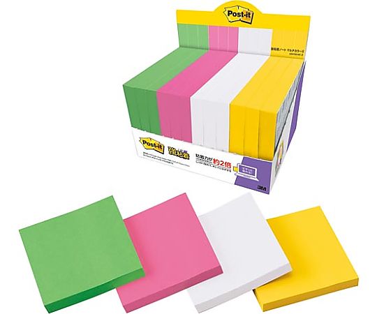 スリーエム 強粘着マルチカラー8 75×75 4色 12冊 6541SS-MC-8 1パック(ご注文単位1パック)【直送品】