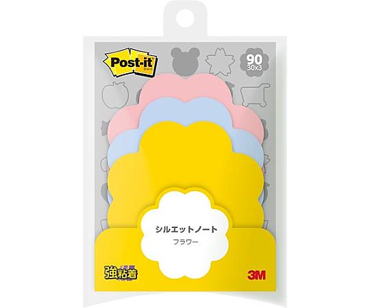 スリーエム ポストイット シルエットノート 強粘着 フラワー 1パック(3冊入) SSS-FLR 1パック(ご注文単位1パック)【直送品】