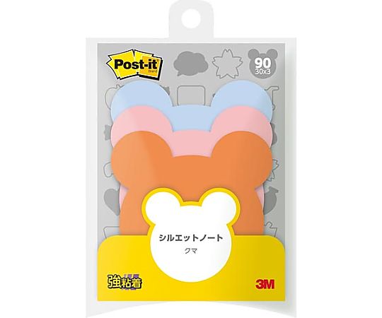 スリーエム ポストイット シルエットノート 強粘着 クマ 1パック(3冊入) SSS-BER 1パック(ご注文単位1パック)【直送品】