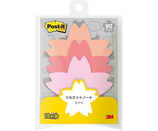 スリーエム ポストイット シルエットノート 強粘着 サクラ 1パック(3冊入) SSS-CHR 1パック(ご注文単位1パック)【直送品】