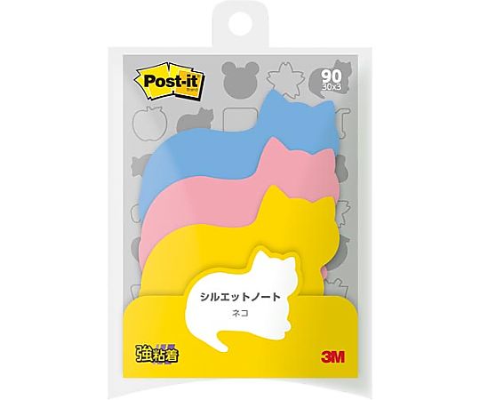 スリーエム ポストイット シルエットノート 強粘着 ネコ 1パック(3冊入) SSS-NER 1パック(ご注文単位1パック)【直送品】