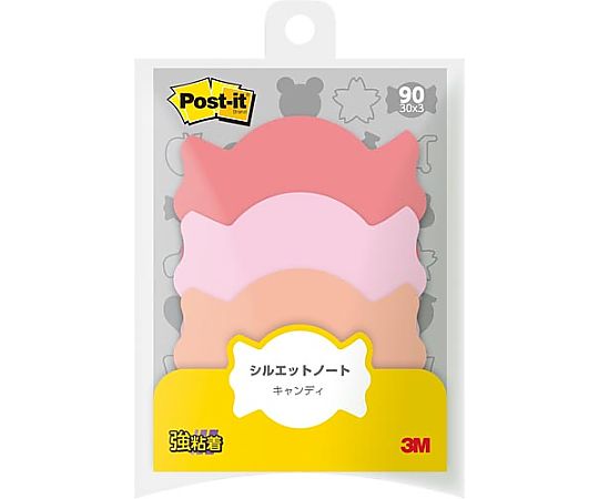 スリーエム ポストイット シルエットノート 強粘着 キャンディ 1パック(3冊入) SSS-AM 1パック(ご注文単位1パック)【直送品】