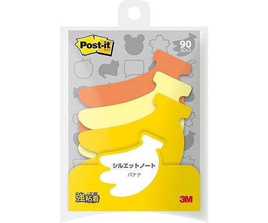 スリーエム ポストイット シルエットノート 強粘着 バナナ 1パック(3冊入) SSS-BA 1パック(ご注文単位1パック)【直送品】