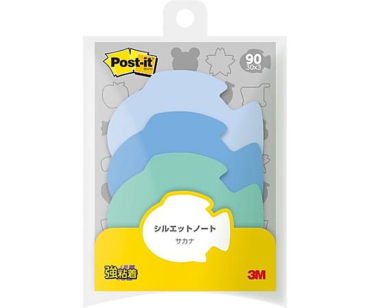 スリーエム ポストイット シルエットノート 強粘着 サカナ 1パック(3冊入) SSS-FI 1パック(ご注文単位1パック)【直送品】