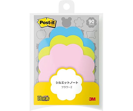 スリーエム ポストイット シルエットノート 強粘着 フラワー2 1パック(3冊入) SSS-FLR2 1パック(ご注文単位1パック)【直送品】