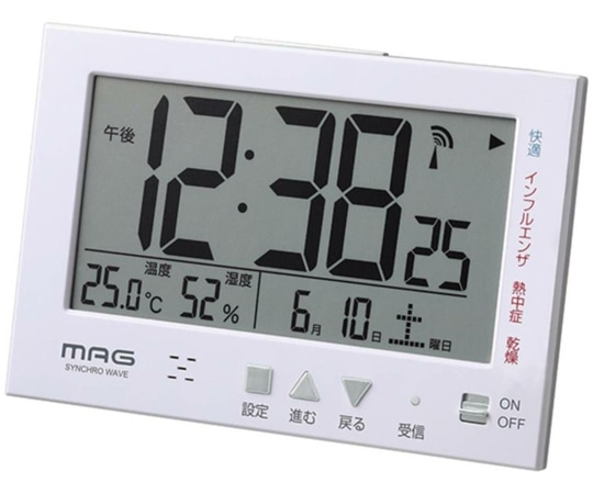 ノア精密 環境表示機能付き電波時計 エアサーチミチビキ T-727 WH-Z 1個(ご注文単位1個)【直送品】