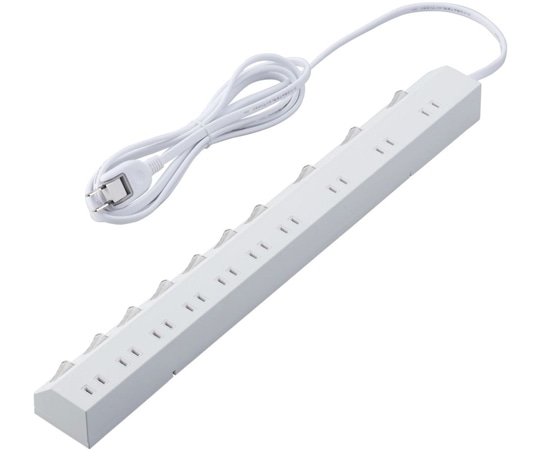 エレコム 雷ガードタップ 個別スイッチ ホコリ防止シャッター付き 回転脚付き 固定&吊下可能 10個口 2.5m ホワイト T-K7A-21025WH 1個(ご注文単位1個)【直送品】