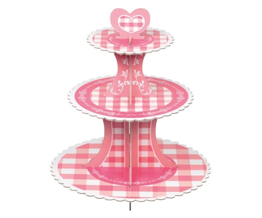 パール金属 アレンジDECO スイーツスタンド(レッドチェック) D-1132 1個（ご注文単位1個）【直送品】