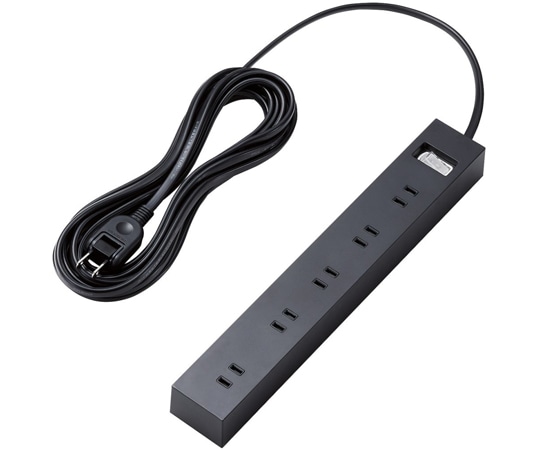 エレコム 雷ガードタップ 一括スイッチ マグネット ホコリ防止シャッター付き スイングプラグ 10個口 5.0m ブラック ECT-1550BK 1個(ご注文単位1個)【直送品】