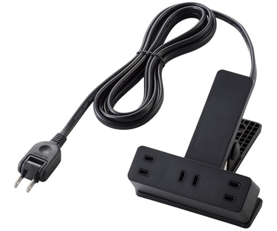 エレコム クリップタップ 雷サージ付 ホコリシャッター付 3個口 スイングプラグ 2.5m ブラック T-KF03-2325BK 1個(ご注文単位1個)【直送品】