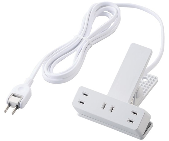 エレコム クリップタップ 雷サージ付 ホコリシャッター付 3個口 スイングプラグ 2.5m ホワイト T-KF03-2325WH 1個(ご注文単位1個)【直送品】