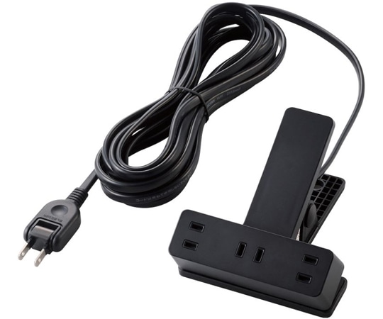 エレコム クリップタップ 雷サージ付 ホコリシャッター付 3個口 スイングプラグ 5.0m ブラック T-KF03-2350BK 1個(ご注文単位1個)【直送品】