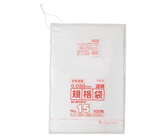 ジャパックス LD規格袋 0.020厚 No.15紐付き LLD+META 透明 0.02mm 1ケース(100枚×40冊入) KR15 1ケース(ご注文単位1ケース)【直送品】