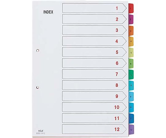 テージー カラーインデックスPP A4 12山(番号付)5組 INB-1412x5 1パック(ご注文単位1パック)【直送品】