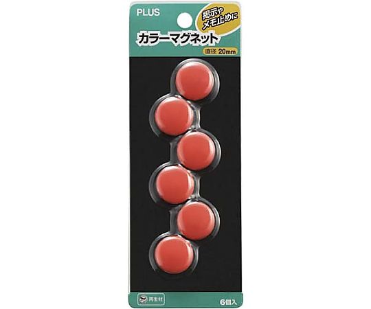 プラス カラーマグネットCP-020M レッド 6個 CP-020M  レッド 1パック(ご注文単位1パック)【直送品】