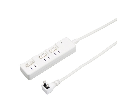 ヤザワコーポレーション 雷ガード付 3個口 節電タップ 2m ホワイト H8KS332WH 1個(ご注文単位1個)【直送品】