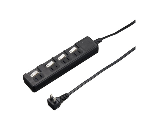 ヤザワコーポレーション 雷ガード付 4個口 節電タップ 3m ブラック H8KS443BK 1個(ご注文単位1個)【直送品】