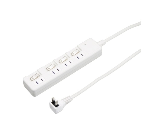 ヤザワコーポレーション 雷ガード付 4個口 節電タップ 3m ホワイト H8KS443WH 1個(ご注文単位1個)【直送品】