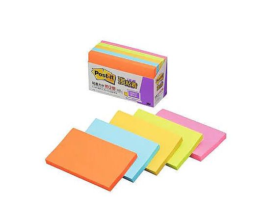 アズワン 75x127mm 強粘着メモ(90枚x5個/5色) EA762GA-180 1箱(ご注文単位1箱)【直送品】