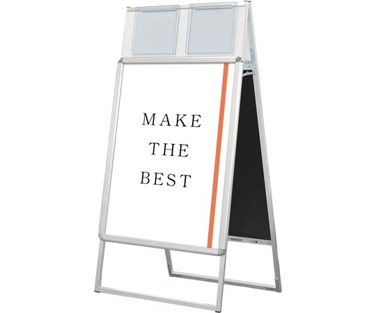 常磐精工 ポスターグリップスタンド看板 屋内用 カタログケース付 A1両面 シルバー PGSKK-A1RS 1台(ご注文単位1台)【直送品】