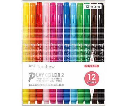 トンボ鉛筆 水性カラーサインペン プレイカラー2 12色セット 1パック(12本入) GCB-011 1パック(ご注文単位1パック)【直送品】