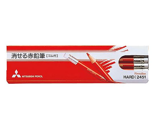 三菱鉛筆 消せる赤鉛筆 ゴム付 12本入 K2451 1ダース(ご注文単位1ダース)【直送品】