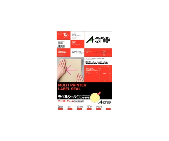 エーワン(A-ONE) ラベルシール(プリンタ兼用) マット紙・クリーム A4判 1面 ノーカット 1パック(15シート入) 28494 1パック(ご注文単位1パック)【直送品】