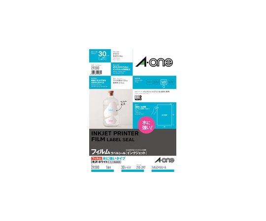 エーワン(A-ONE) ラベルシール(インクジェット) 水に強いタイプ 光沢フィルム・ホワイト A4 1面 ノーカット 1パック(30シート入) 29280 1パック(ご注文単位1パック)【直送品】