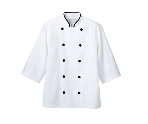 住商モンブラン コックコート兼用 7分袖ネット付 白/黒 6-471 S 1枚(ご注文単位1枚)【直送品】