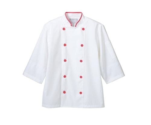 住商モンブラン コックコート兼用7分袖ネット 白/ピンク 6-475 3L 1枚(ご注文単位1枚)【直送品】