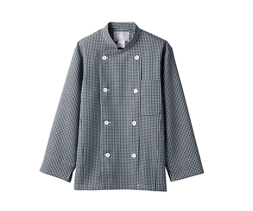 住商モンブラン コックコート 男女兼用 長袖 黒チェック 6-491 LL 1枚（ご注文単位1枚）【直送品】
