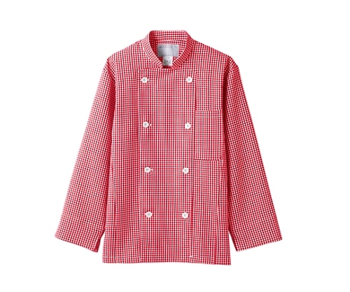住商モンブラン コックコート 男女兼用 長袖 赤チェック 6-497 L 1枚（ご注文単位1枚）【直送品】