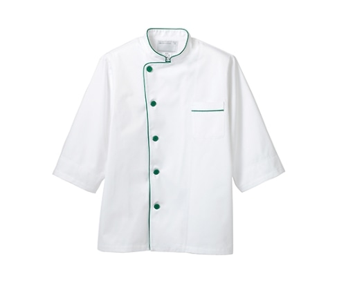 住商モンブラン コックコート兼用7分袖ネット白/グリーン 6-513 L 1枚(ご注文単位1枚)【直送品】