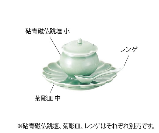 カンダ 砧青磁仏跳壇 菊彫皿 中  1個（ご注文単位1個）【直送品】