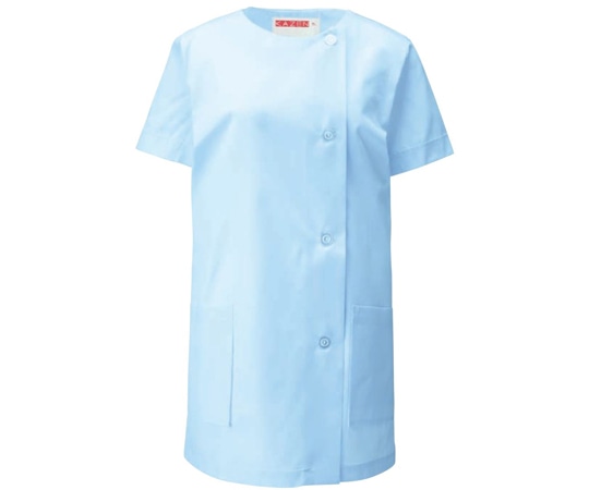 KAZEN 女子調理衣 半袖 サックス LL 751-31 LL 1枚（ご注文単位1枚）【直送品】