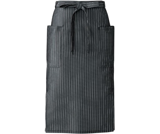 KAZEN 腰下エプロンミドル丈 ブラックストライプ フリー APK488-S5 フリー 1枚（ご注文単位1枚）【直送品】