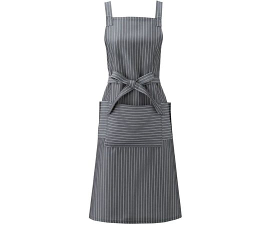 KAZEN 胸当てエプロン ブラックストライプ L APK494-S5 L 1枚（ご注文単位1枚）【直送品】