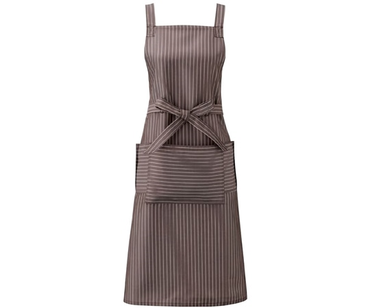 KAZEN 胸当てエプロン ブラウンストライプ L APK494-S33 L 1枚（ご注文単位1枚）【直送品】