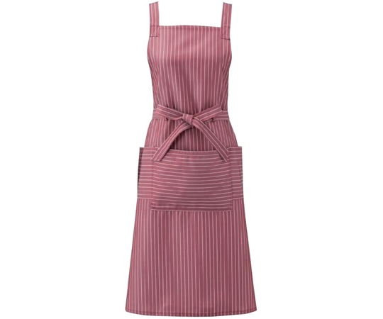 KAZEN 胸当てエプロン ワインストライプ M APK494-S81 M 1枚（ご注文単位1枚）【直送品】