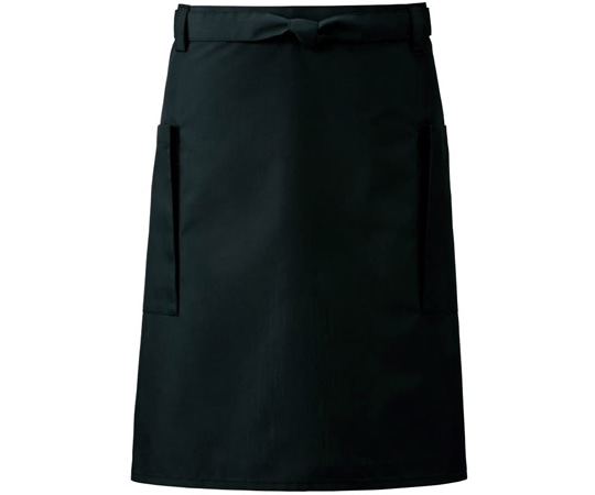 KAZEN 腰下エプロン 黒 フリー APK487-5 フリー 1枚（ご注文単位1枚）【直送品】