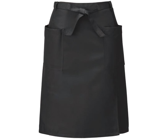 KAZEN 腰下エプロンミドル丈 黒 フリー APK488-5 フリー 1枚（ご注文単位1枚）【直送品】