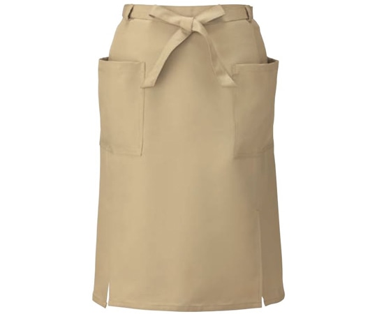 KAZEN 腰下エプロンミドル丈 ベージュ フリー APK488-12 フリー 1枚（ご注文単位1枚）【直送品】