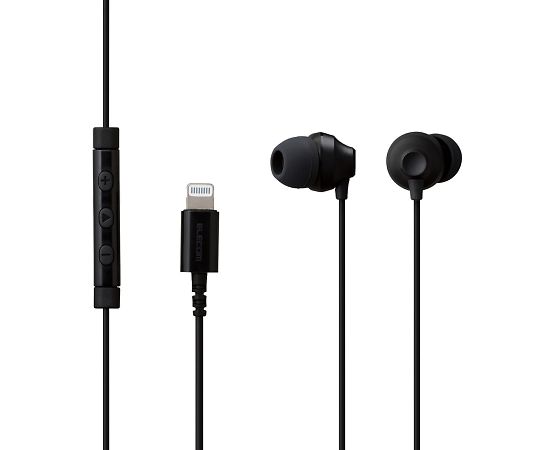 エレコム ステレオヘッドホン(マイク付) 耳栓型 Lightning 10.0mmドライバ FAST MUSIC LF12C ブラック EHP-LF12CMBK 1個(ご注文単位1個)【直送品】